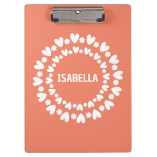 Flowers And Hearts Name Clipboard