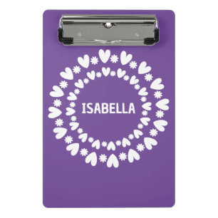 Flowers And Hearts Name Mini Clipboard