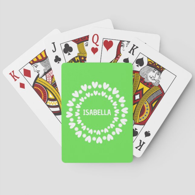 Flowers And Hearts Name Playing Cards (Back)