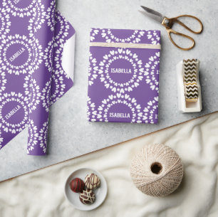 Flowers And Hearts Name Wrapping Paper