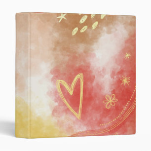 Flowers and Hearts on Watercolor 3 Ring Binder