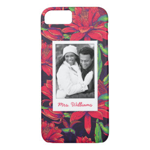 Flowers And Hummingbirds   Add Your Photo & Name iPhone 8/7 Case