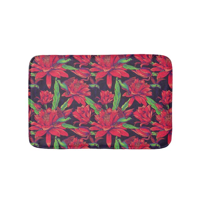 Flowers And Hummingbirds Bath Mat (Front)