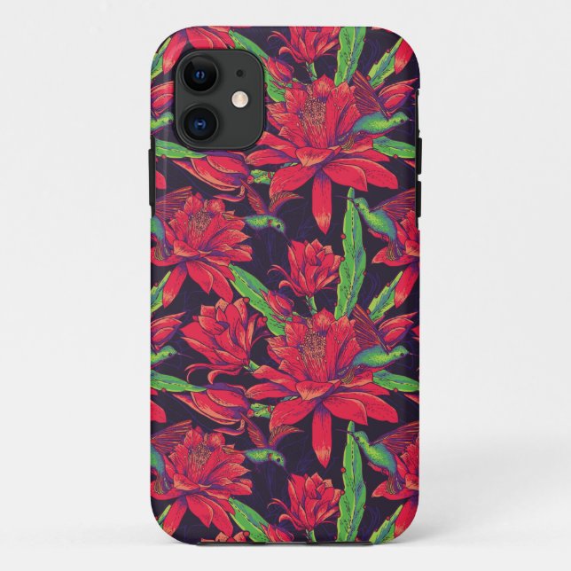 Flowers And Hummingbirds Case-Mate iPhone Case (Back)