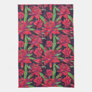 Flowers And Hummingbirds Kitchen Towel