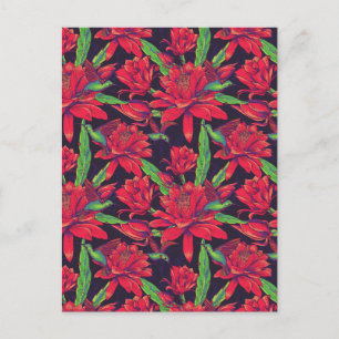 Flowers And Hummingbirds Postcard