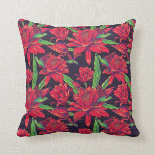 Flowers And Hummingbirds Throw Pillow