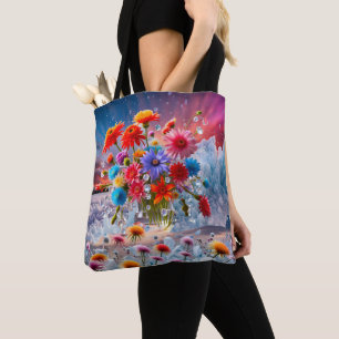 Flowers and Ice Crystals Tote Bag