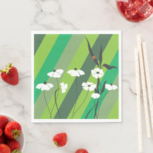 Flowers And Ladybug Paper Napkins