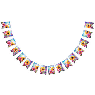 Flowers and Ladybugs Bunting Flags