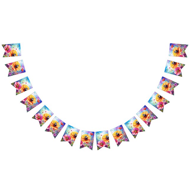 Flowers and Ladybugs Bunting Flags (All)