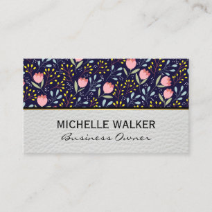 Flowers and Leaves Decorative Pattern Business Card