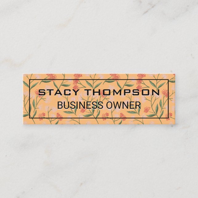 Flowers and Leaves Decorative Pattern Mini Business Card (Front)