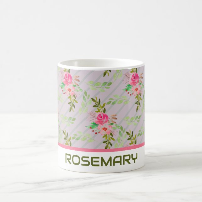 Flowers And Leaves Personalized Coffee Mug (Center)