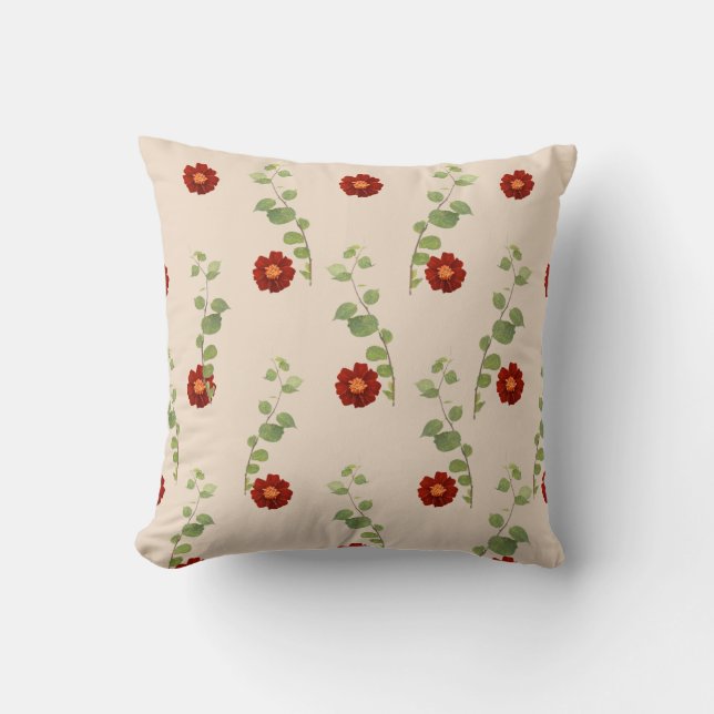 flowers and leaves throw pillow (Front)