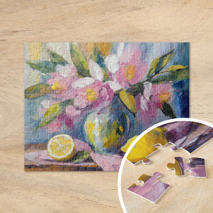 Flowers and Lemons Modern Still Life Jigsaw Puzzle