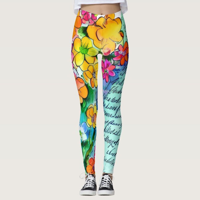 Flowers and Letters Leggings (Front)