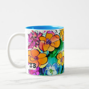 Flowers and Letters Two-Tone Coffee Mug