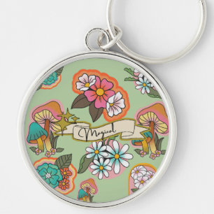 FLOWERS AND MUSROOM, FANTASY MAGICAL KEYCHAIN