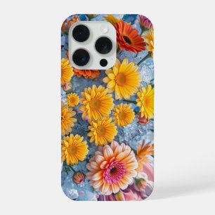 Flowers and Ocean Waves iPhone 15 Pro Case