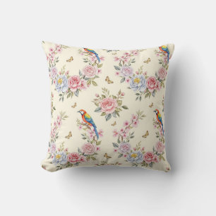 Flowers and Paradise Birds by Natasha Us Throw Pillow