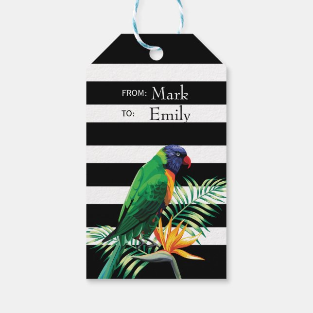 Flowers And Parrot Pattern Gift Tags (Back)