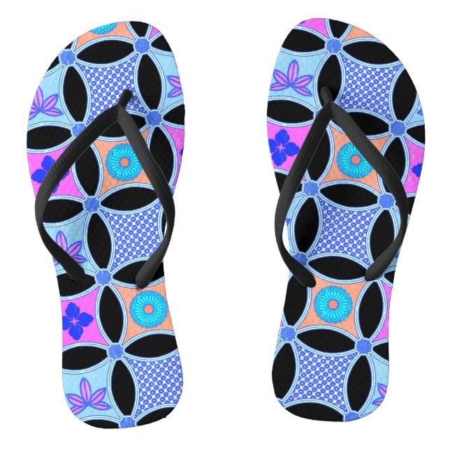 Flowers and Patterns Flip Flops (Footbed)