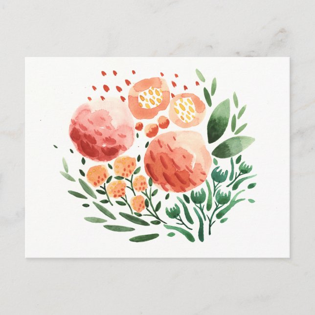 Flowers and Patterns Watercolor Postcard (Front)