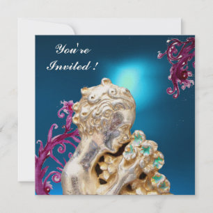 Flowers and Pink Swirls In Blue, Sweet 16 Party Invitation
