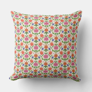 Flowers and Polka Dots on Ecru, Pillow or Cushion