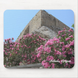 Flowers and Ruins in Athens, Greece Mouse Pad