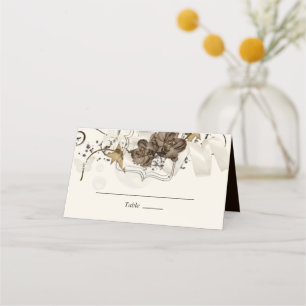 Flowers And Satin Ribbon Place Card