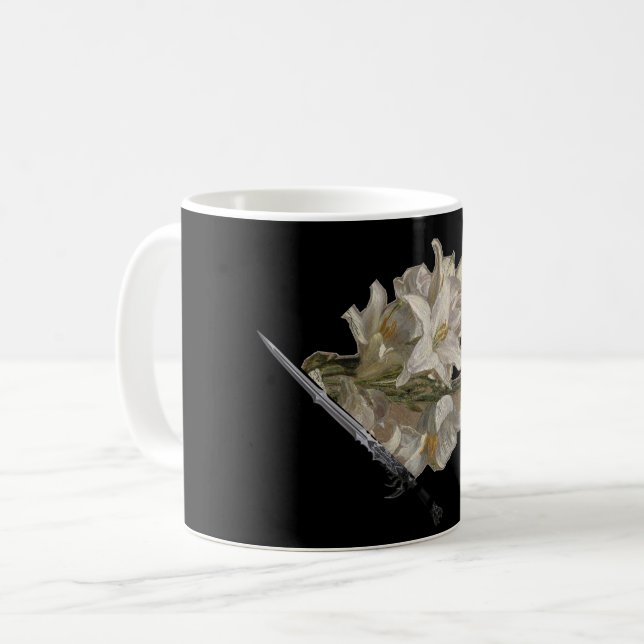 Flowers and sord coffee mug (Front Left)