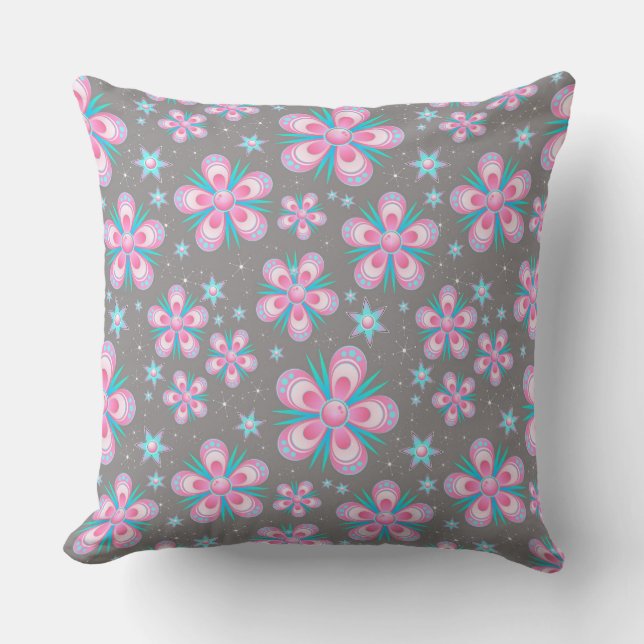 flowers and stars outdoor pillow (Front)
