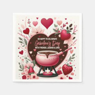 Flowers and Strawberries Galentine's Fondue Party Napkin