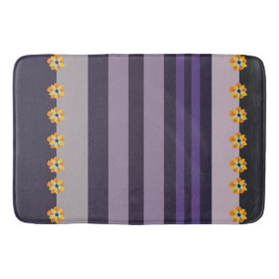 Flowers and stripes bath mat