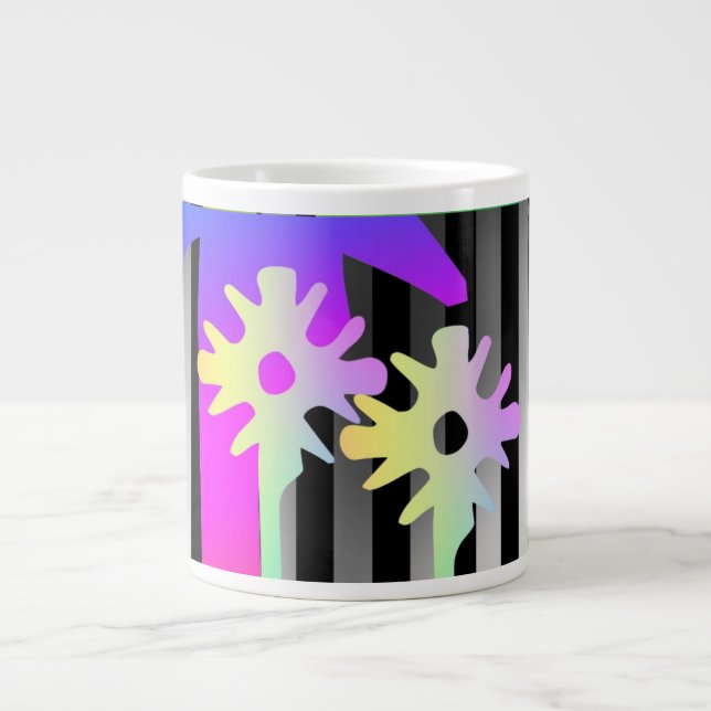 Flowers And Stripes Large Coffee Mug (Front)