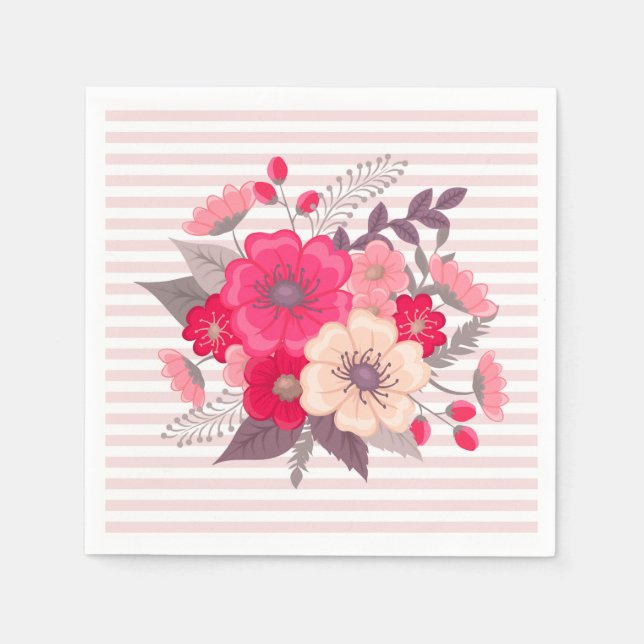 Flowers and Stripes Napkin (Front)