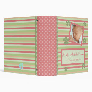 Flowers and Stripes New Baby Book Binder