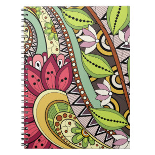Flowers And Swirl P14 Notebook