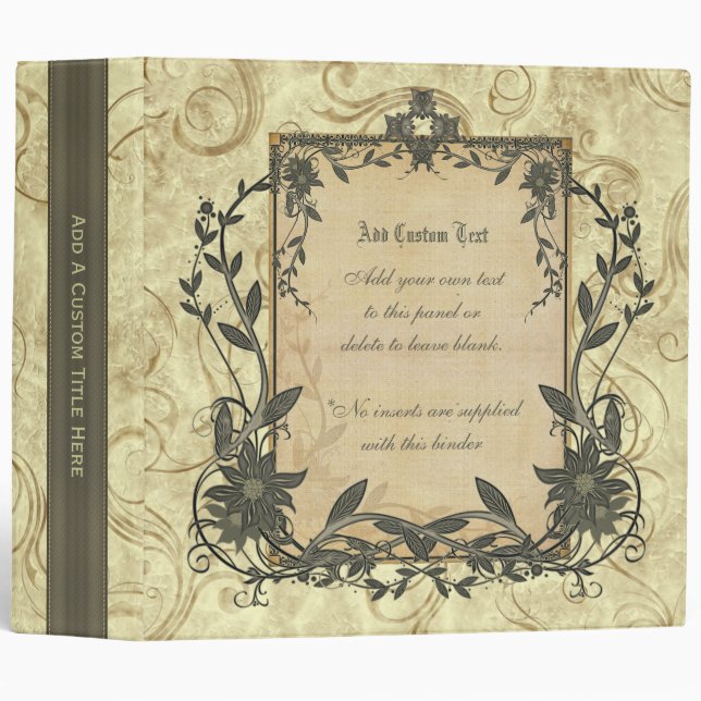 Flowers and Swirls Decorative Custom Binder (Front/Spine)