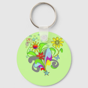 Flowers and Swirls T-shirts and Gifts Keychain