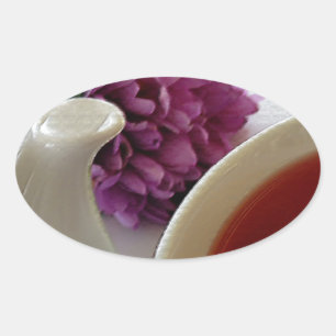flowers and tea oval sticker