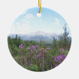 Flowers and the Mountain Ceramic Ornament