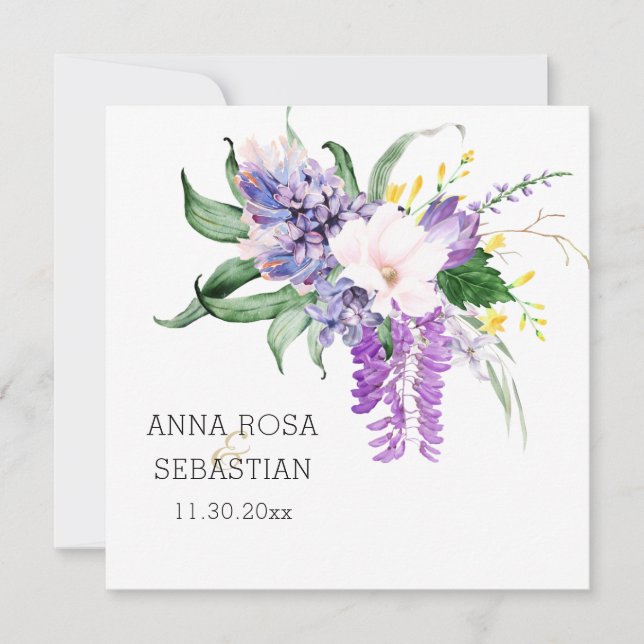 *~* Flowers AR15 QR RSVP Floral Wedding Invitation (Front)