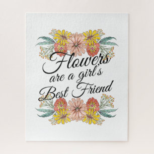 Flowers Are a Girls Best Friend - Zinnia Art Jigsaw Puzzle