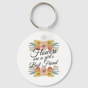 Flowers Are a Girls Best Friend - Zinnia Art Keychain