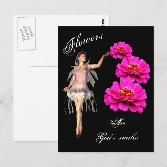 Flowers Are God's Smiles Inspirational Postcard (Front/Back)