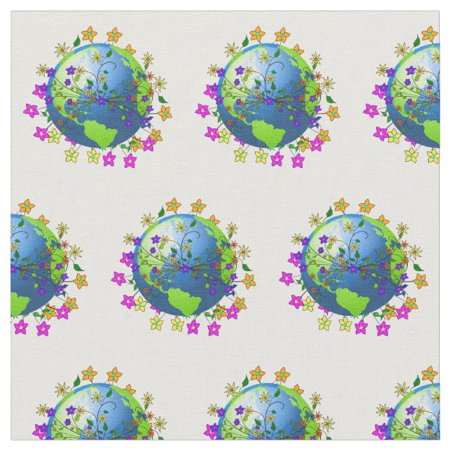 Flowers Around Earth Fabric (Close Up)