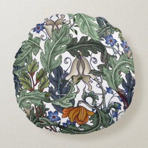 Flowers, art deco, modern, seamless. round pillow